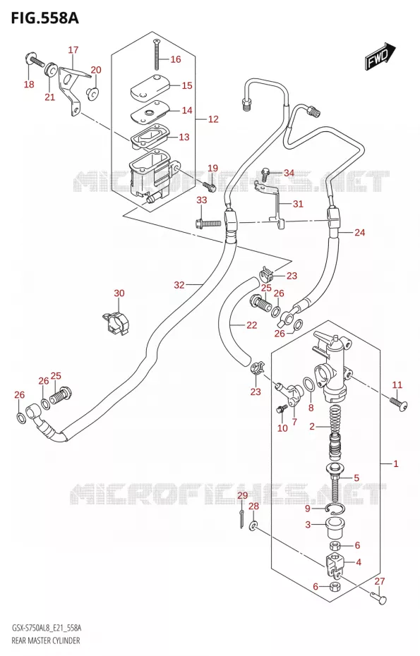 MAITRE CYLINDRE DE FREIN ARRIERE Suzuki MOTO 750 GSX-S 2018  GSX-S750ZA L8 (E21)