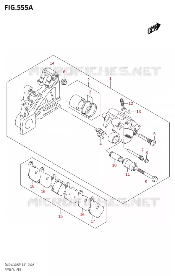 ETRIER DE FREIN ARRIERE Suzuki MOTO 750 GSX-S 2019  GSX-S750A L9 (E21)