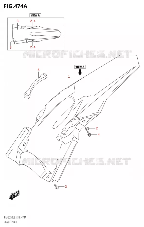 GARDE BOUE ARRIERE Suzuki MOTO 250 RM-Z 2019  RM-Z250 L9 (E19)