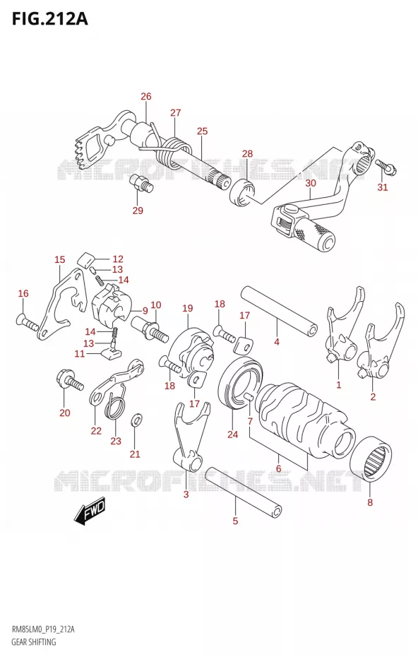 ENSEMBLE SELECTEUR DE VITESSES Suzuki MOTO 85 RM 2020  RM85L M0 (P19)