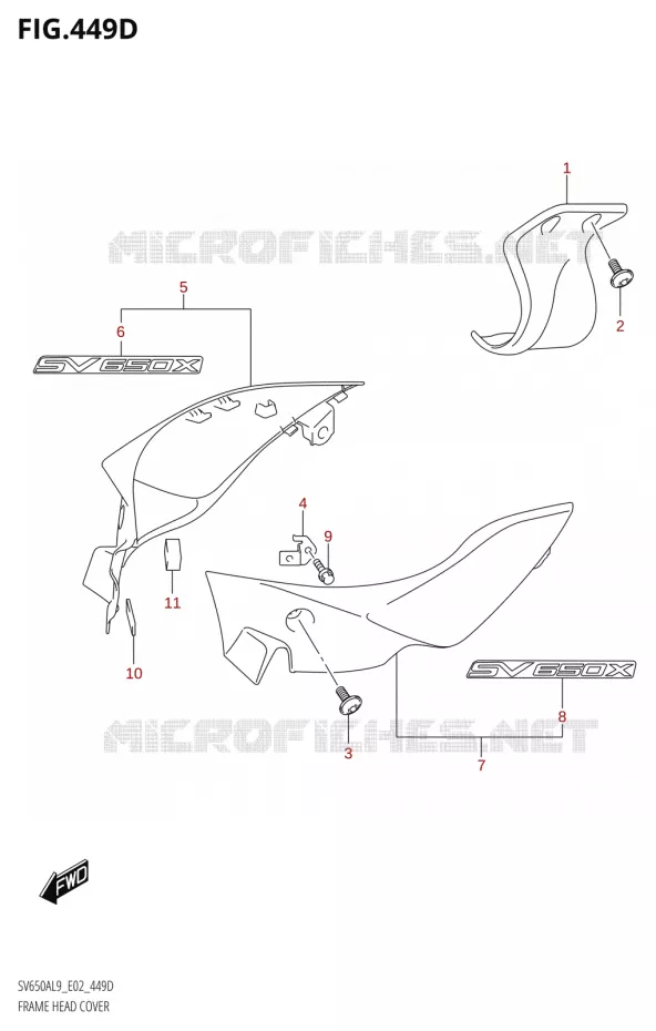 COUVERCLES DE CADRE AVANT9 E19) Suzuki MOTO 650 SV 2019  SV650XA L9 (E02)