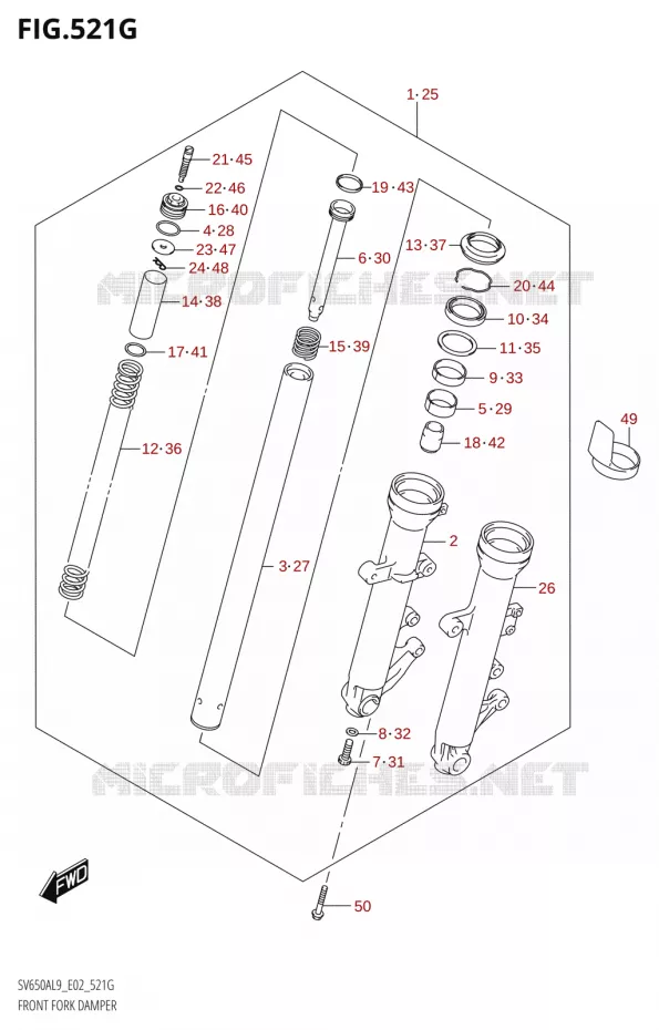 FOURCHE AMORTISSEUR AVT (SV650XAUL9 E02) Suzuki MOTO 650 SV 2019  SV650XA L9 (E02)