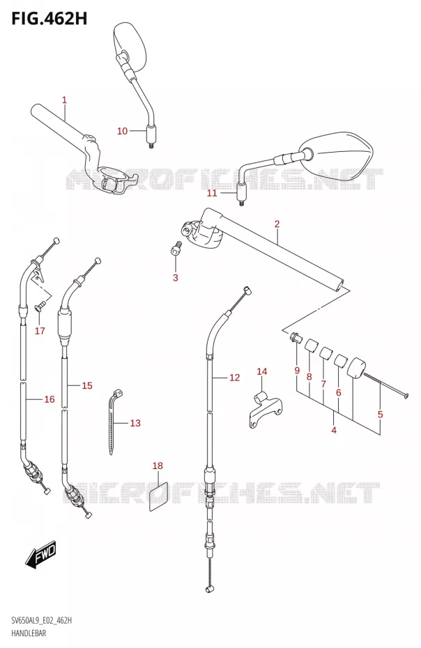 GUIDON (SV650XAUL9 E19) Suzuki MOTO 650 SV 2019  SV650XA L9 (E02)