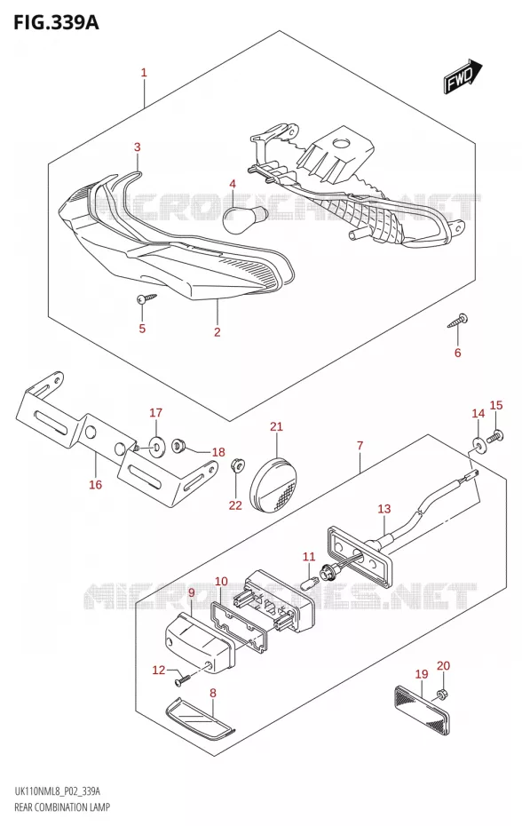 FEU ARRIERE Suzuki SCOOTER 110 ADDRESS 2018  UK110NM L8 (P02)