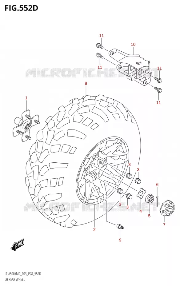 ROUE ARRIERE GAUCHE00XPM0 P03) Suzuki QUAD 500 KINGQUAD 2020  LT-A500X / XP / XPZ M0 (P03,P28,P33)