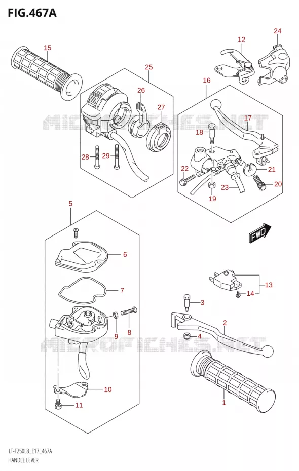 ENSEMBLE LEVIERS - POIGNEES Suzuki QUAD 250 OZARK 2018  LT-F250 L8 (E17)