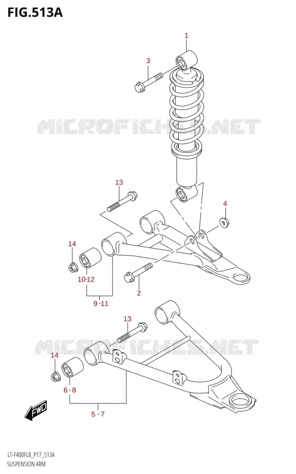 AMORTISSEUR - TRIANGLES Suzuki QUAD 400 KINGQUAD 2018  LT-F400F L8 (P17)