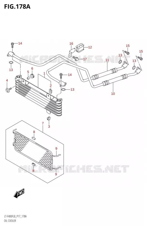 RADIATEUR D'HUILE Suzuki QUAD 400 KINGQUAD 2018  LT-F400F L8 (P17)