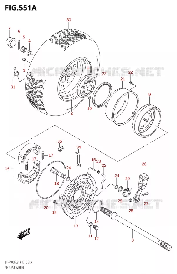 ROUE ARRIERE DROITE Suzuki QUAD 400 KINGQUAD 2018  LT-F400F L8 (P17)