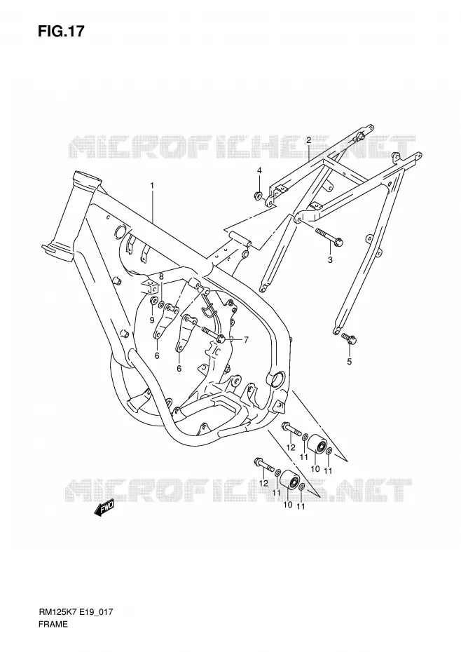 CADRE Suzuki MOTO 125 RM 2008  RM125K8(P19)