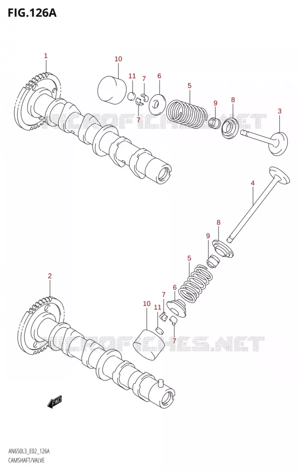 ARBRE A CAMES - SOUPAPES Suzuki SCOOTER 650 BURGMAN 2013  AN650 L3 (E02,E19)