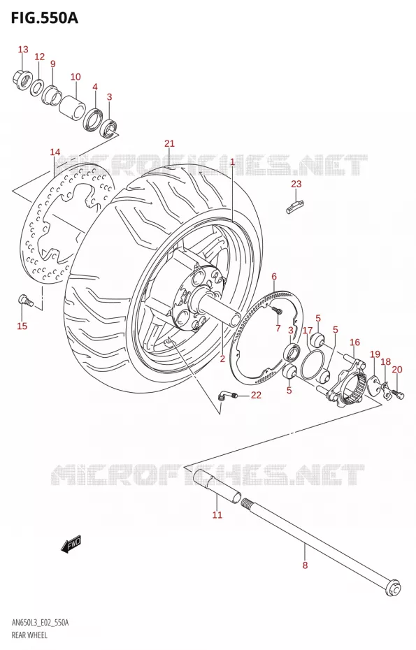 ROUE ARRIERE Suzuki SCOOTER 650 BURGMAN 2013  AN650 L3 (E02,E19)