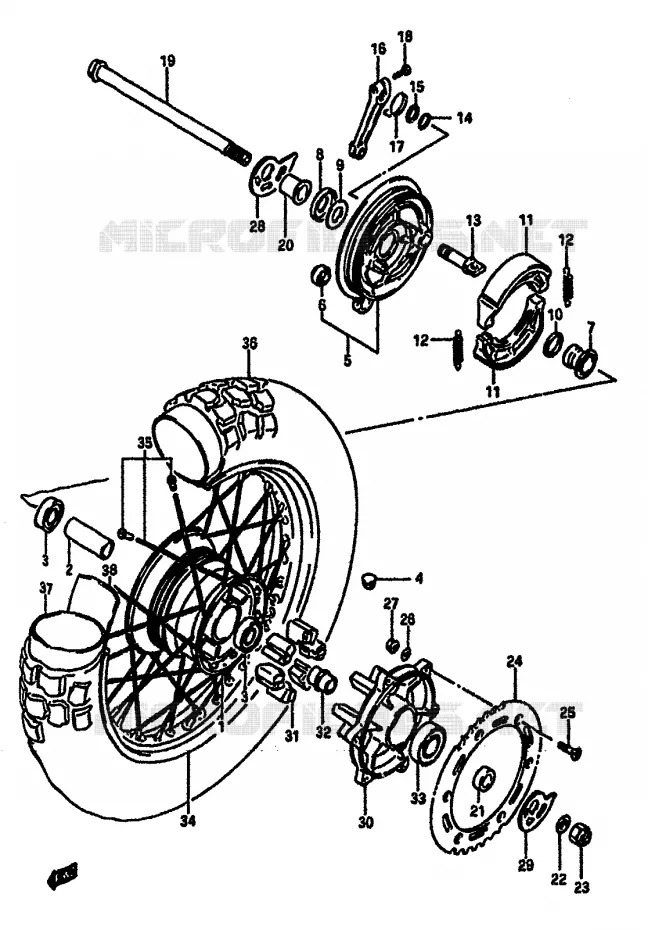 ROUE ARRIERE Suzuki MOTO 600 DR 1987  DR600SUH(E2)