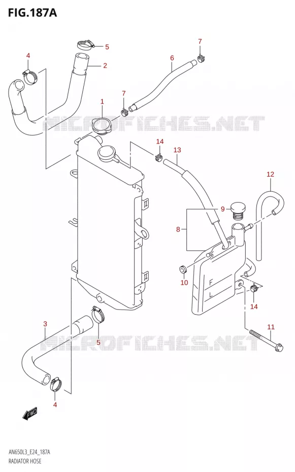DURITES DE RADIATEUR - VASE D'EXPANSION Suzuki SCOOTER 650 BURGMAN 2013  AN650 L3 (E24)