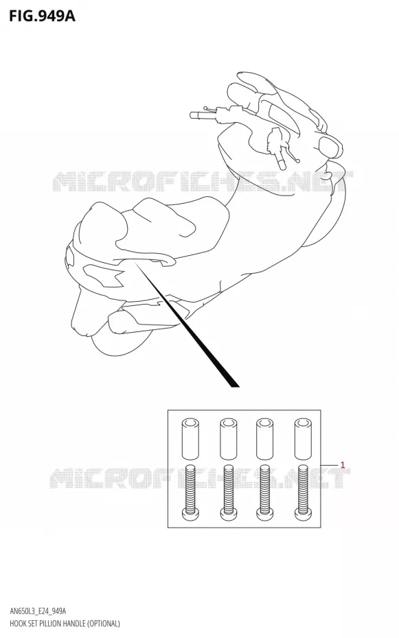 FIXATION DOSSERETANDLE (OPTIONAL) Suzuki SCOOTER 650 BURGMAN 2013  AN650 L3 (E24)