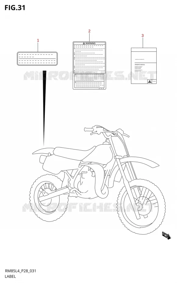 ETIQUETTE (RM85LL4 P28) Suzuki MOTO 85 RM 2014  RM85L L4 (P03,P28,P33)