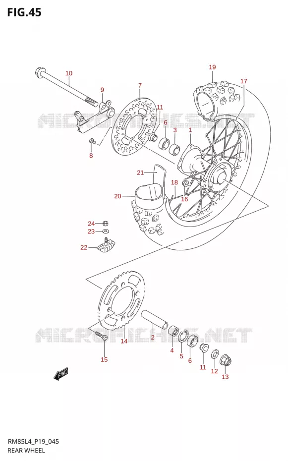 ROUE ARRIERE5L4 P19) Suzuki MOTO 85 RM 2014  RM85L L4 (P19)