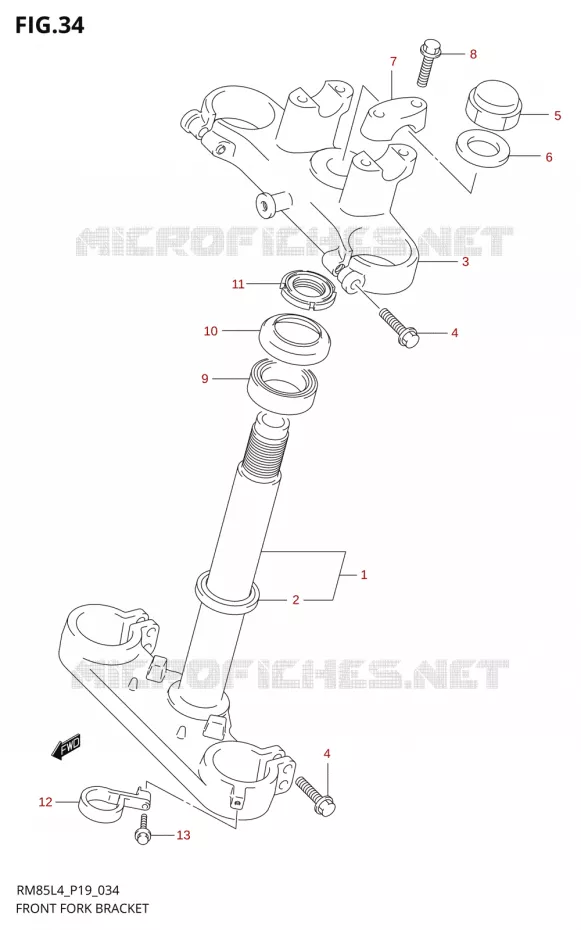TE DE FOURCHE Suzuki MOTO 85 RM 2014  RM85L L4 (P19)