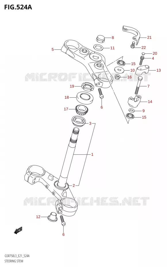 COLONNE DE DIRECTION Suzuki MOTO 750 GSR 2013  GSR750A L3 (E21)