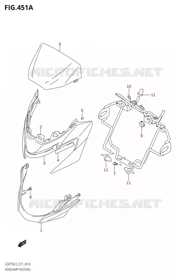 ENTOURAGE DE PHARE Suzuki MOTO 750 GSR 2013  GSR750 L3 (E21)