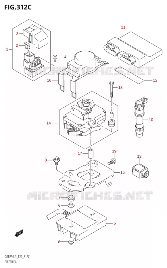 PARTIE ELECTRIQUEUE:L3:E21) Suzuki MOTO 750 GSR 2013  GSR750UE L3 (E21)