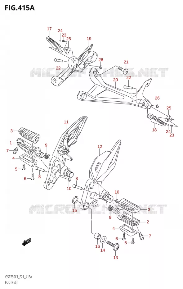 REPOSE PIEDS Suzuki MOTO 750 GSR 2013  GSR750AUE L3 (E21)