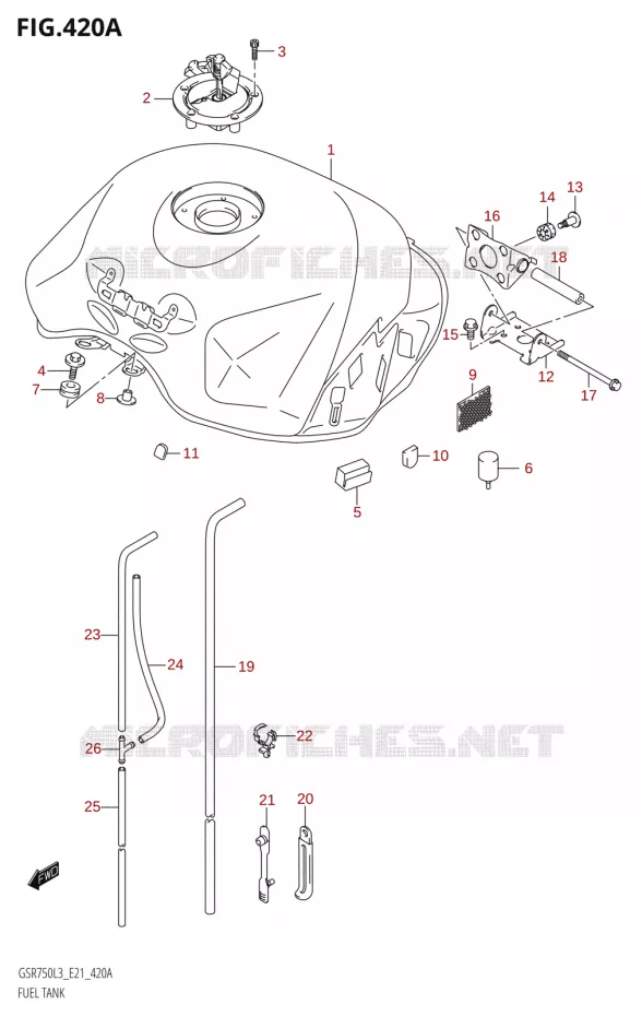 RESERVOIR D'ESSENCE:E21) Suzuki MOTO 750 GSR 2013  GSR750 L3 (E21)