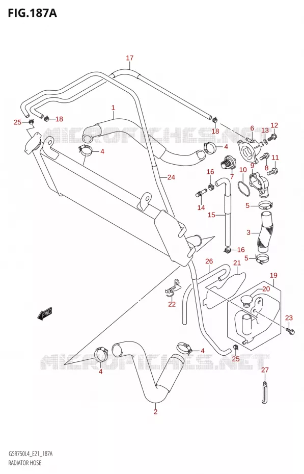 DURITES DE RADIATEUR - VASE D'EXPANSION Suzuki MOTO 750 GSR 2014  GSR750 L4