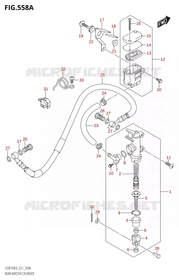MAITRE CYLINDRE DE FREIN ARRIERE21) Suzuki MOTO 750 GSR 2016  GSR750 L6 (E21)