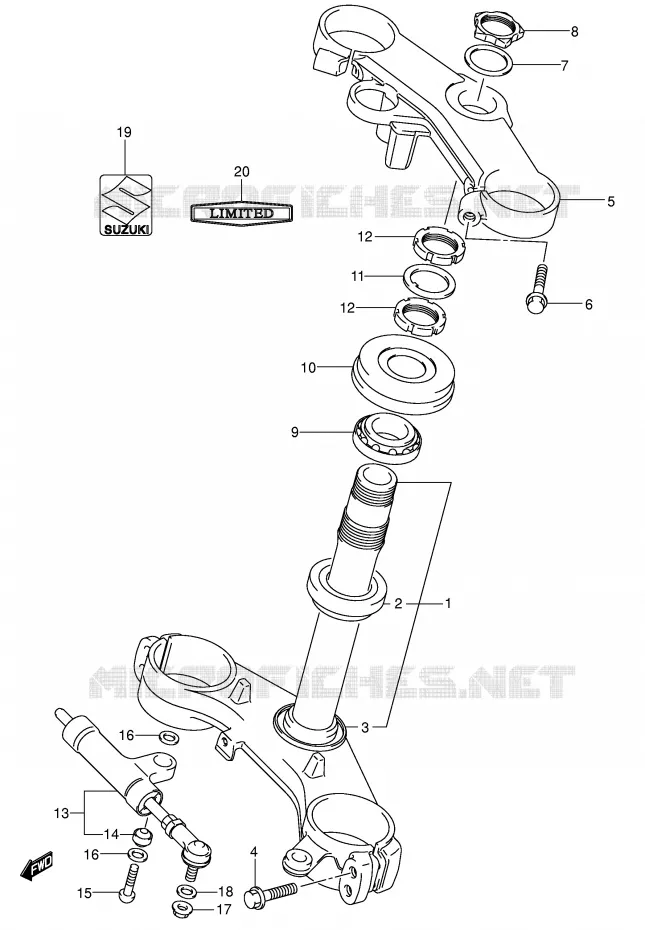 COLONNE DE DIRECTION Suzuki MOTO 1000 GSX-R 2003  GSX-R1000 K3 (E19)