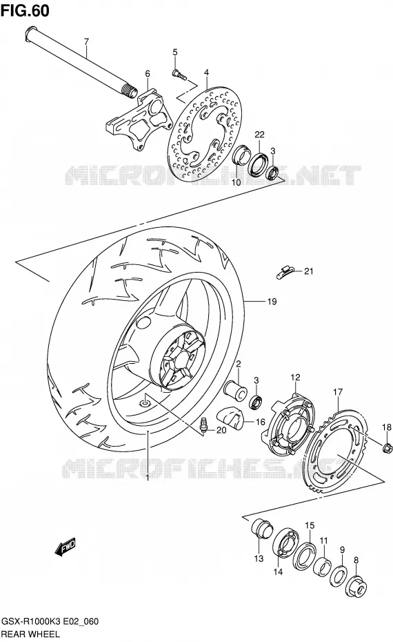 ROUE ARRIERE Suzuki MOTO 1000 GSX-R 2003  GSX-R1000 K3 (E37)