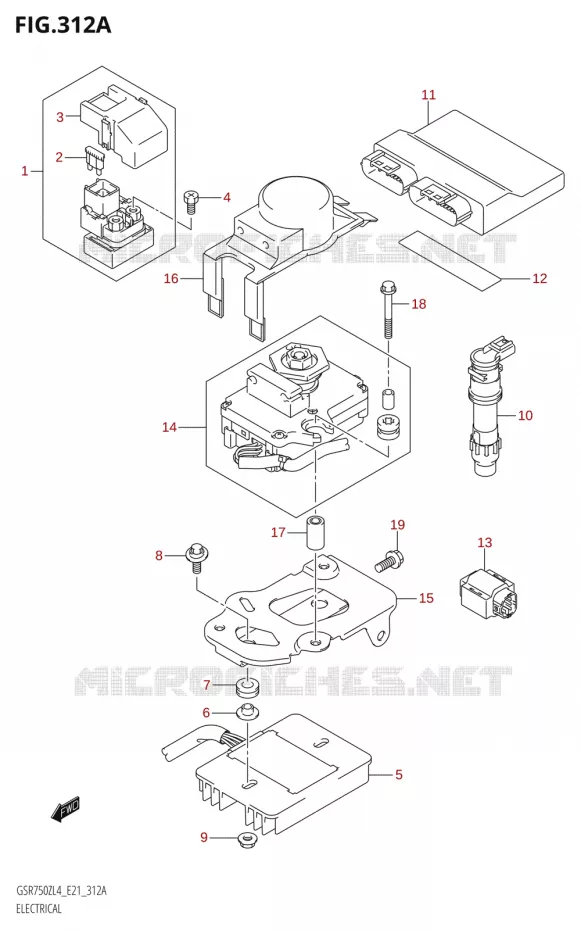 PARTIE ELECTRIQUEZ:L4:E21) Suzuki MOTO 750 GSR 2014  GSR750ZA L4 (E21)