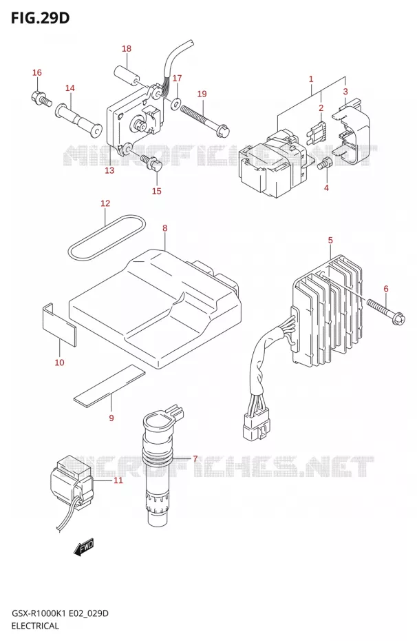 PARTIE ELECTRIQUE000K2 E02) Suzuki MOTO 1000 GSX-R 2001  GSX-R1000K1(E2)