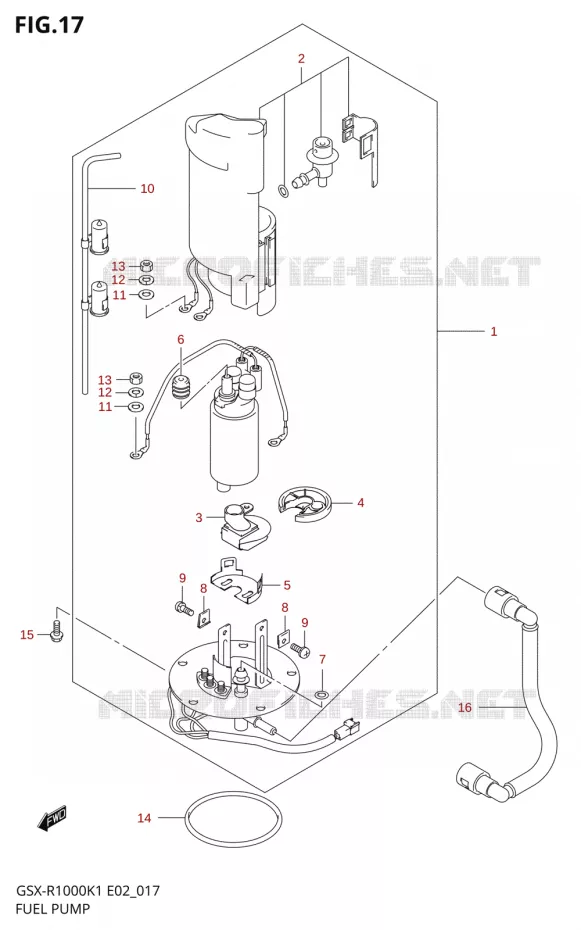 POMPE A ESSENCE (GSX-R1000K1) Suzuki MOTO 1000 GSX-R 2001  GSX-R1000K1(E2)