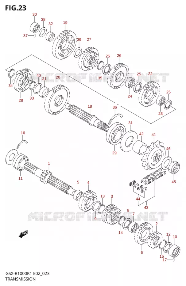 TRANSMISSION Suzuki MOTO 1000 GSX-R 2001  GSX-R1000K1(E2)