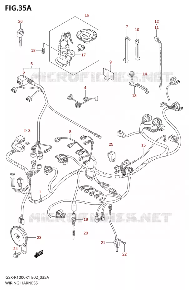 FAISCEAU ELECTRIQUEX-R1000K2) Suzuki MOTO 1000 GSX-R 2001  GSX-R1000K1(E19)
