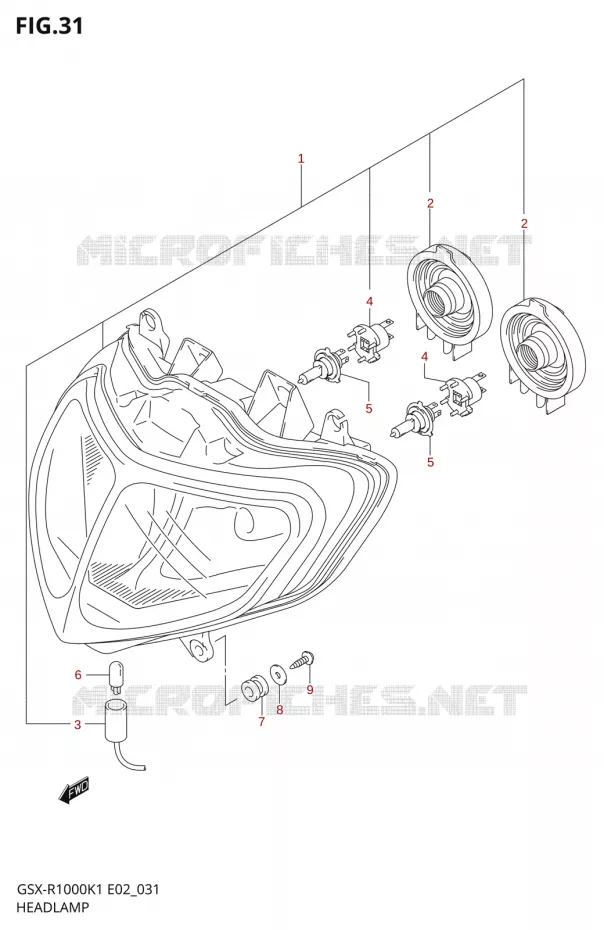 PHARE (E02,E19,U1E19,U2E19,P37) Suzuki MOTO 1000 GSX-R 2001  GSX-R1000K1(E19)