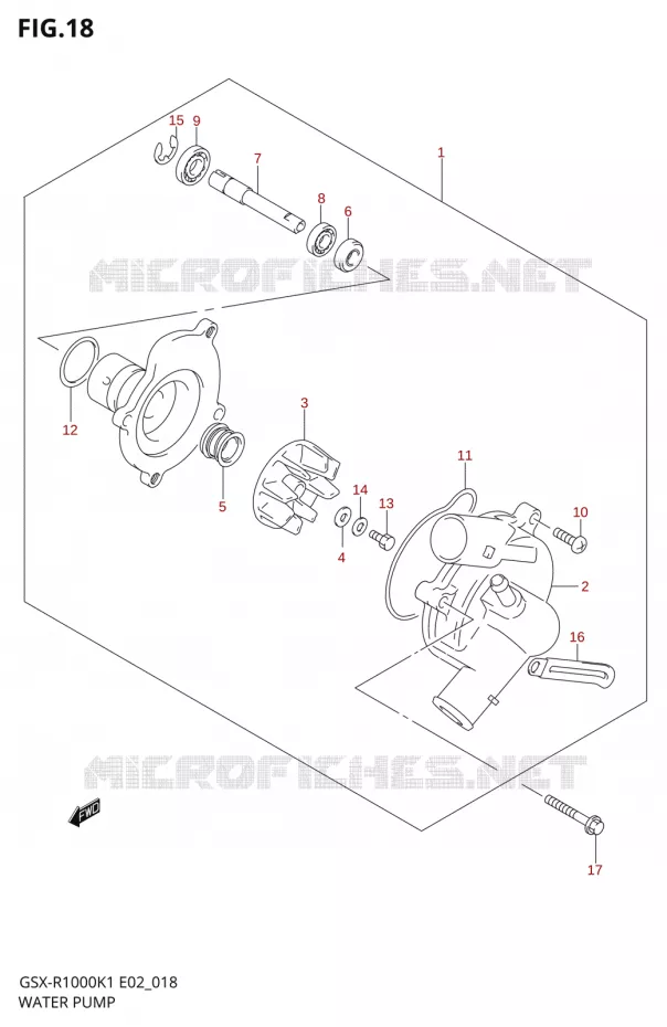 POMPE A EAU Suzuki MOTO 1000 GSX-R 2001  GSX-R1000K1(E19)