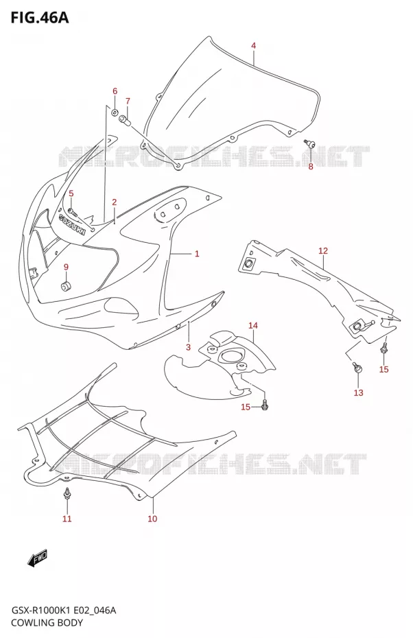 CARENAGES - ETIQUETTESS (GSX-R1000K2) Suzuki MOTO 1000 GSX-R 2001  GSX-R1000K1(E24)