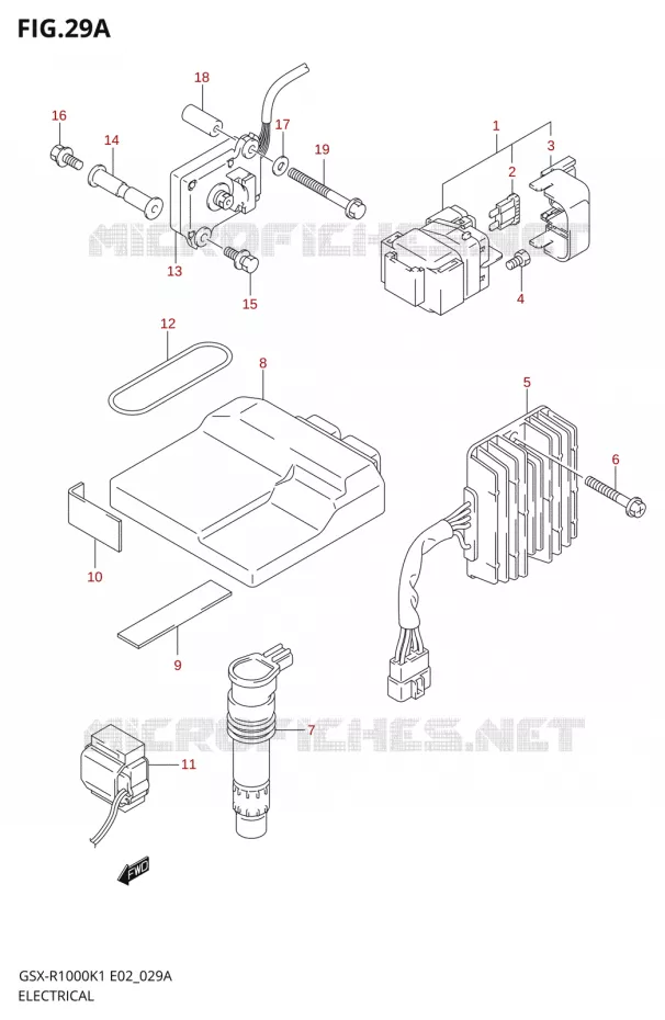 PARTIE ELECTRIQUE000K1 E19,U1E19,U2E19) Suzuki MOTO 1000 GSX-R 2001  GSX-R1000K1(E24)