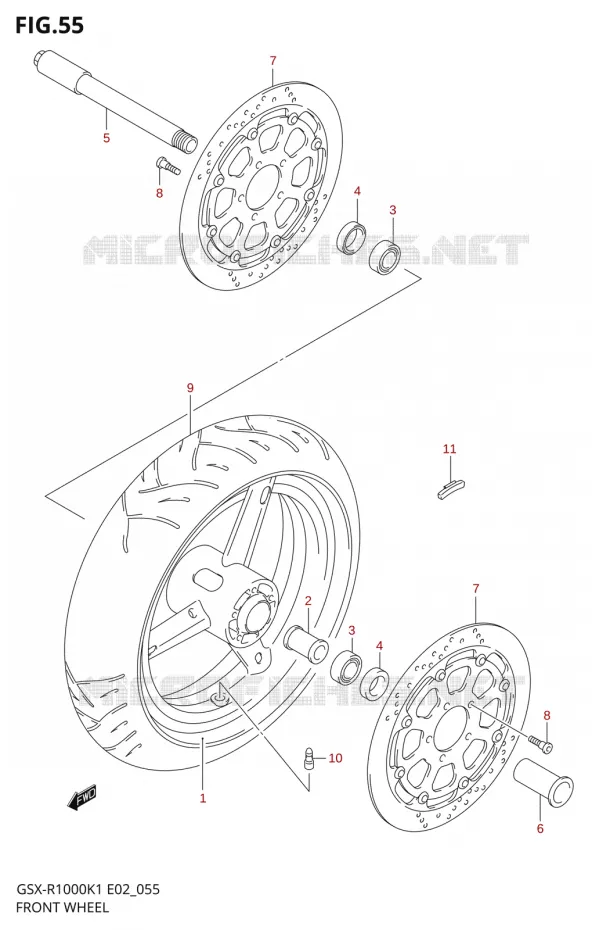 ROUE AVANT (GSX-R1000K1) Suzuki MOTO 1000 GSX-R 2001  GSX-R1000K1(E24)