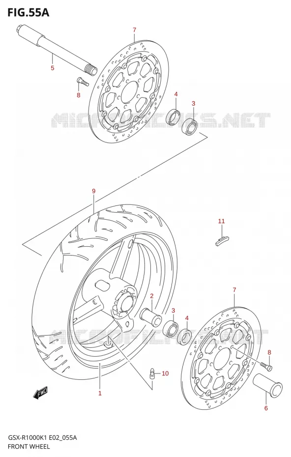 ROUE AVANT (GSX-R1000K2) Suzuki MOTO 1000 GSX-R 2001  GSX-R1000K1(E24)
