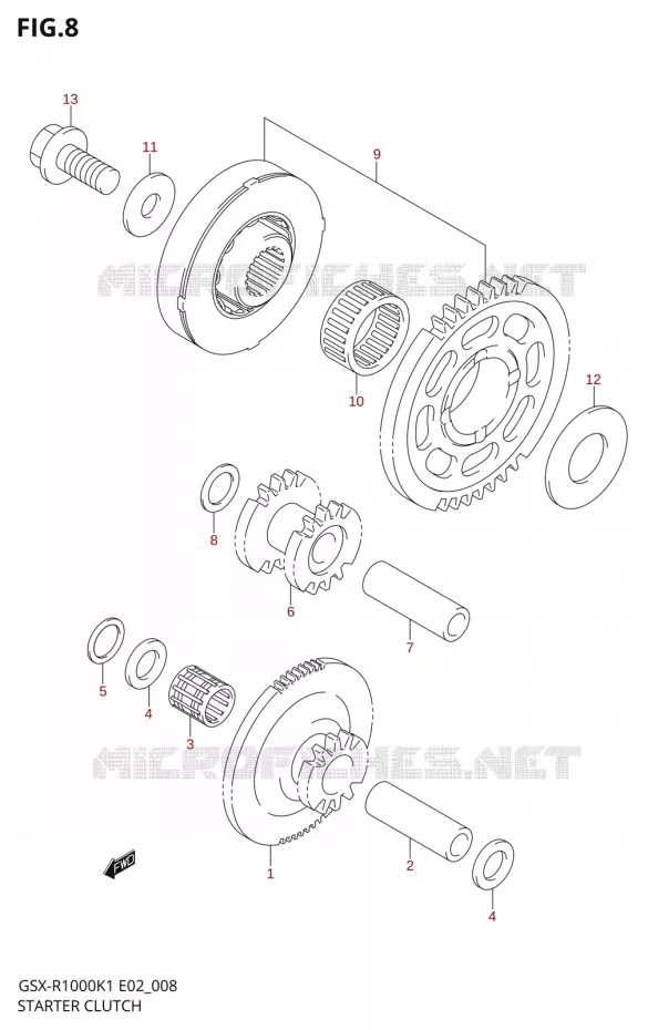 ROUE LIBRE DE DEMARREUR Suzuki MOTO 1000 GSX-R 2001  GSX-R1000K1(E24)