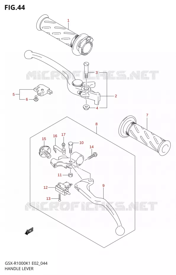 ENSEMBLE LEVIERS - POIGNEES Suzuki MOTO 1000 GSX-R 2001  GSX-R1000U1K1(E2)