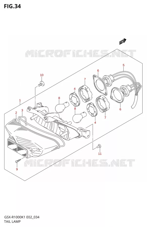 FEU ARRIERE Suzuki MOTO 1000 GSX-R 2001  GSX-R1000U1K1(E2)