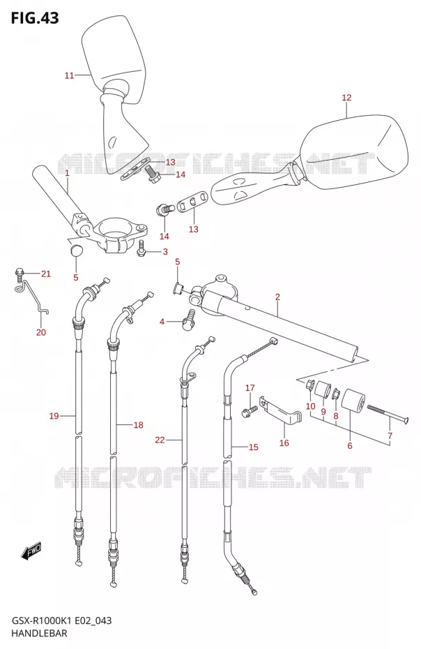 GUIDON (GSX-R1000K1) Suzuki MOTO 1000 GSX-R 2001  GSX-R1000U1K1(E2)