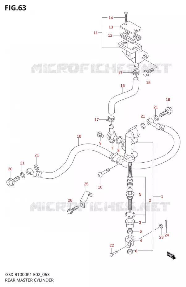 MAITRE CYLINDRE ARRIERE Suzuki MOTO 1000 GSX-R 2001  GSX-R1000U1K1(E2)