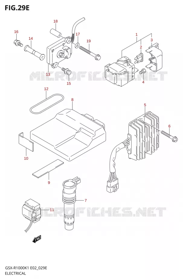 PARTIE ELECTRIQUE000K2 E19,U1E19,U2E19) Suzuki MOTO 1000 GSX-R 2001  GSX-R1000U1K1(E2)