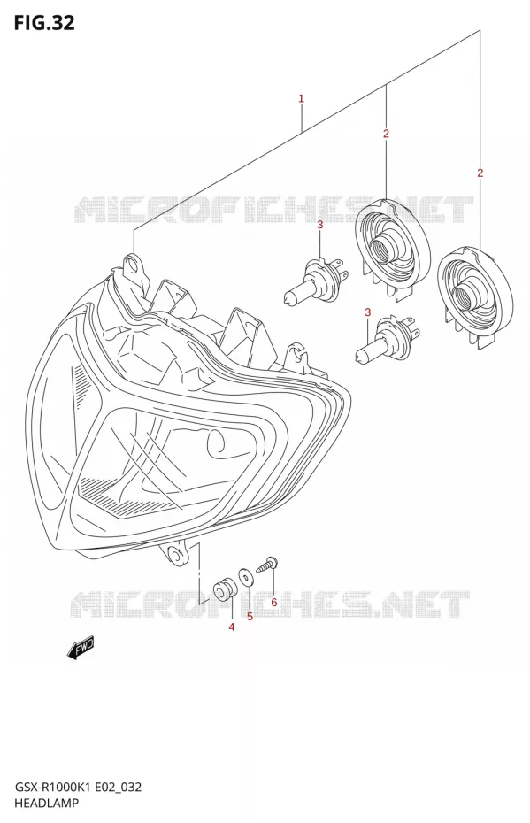 PHARE (E24) Suzuki MOTO 1000 GSX-R 2001  GSX-R1000U1K1(E2)