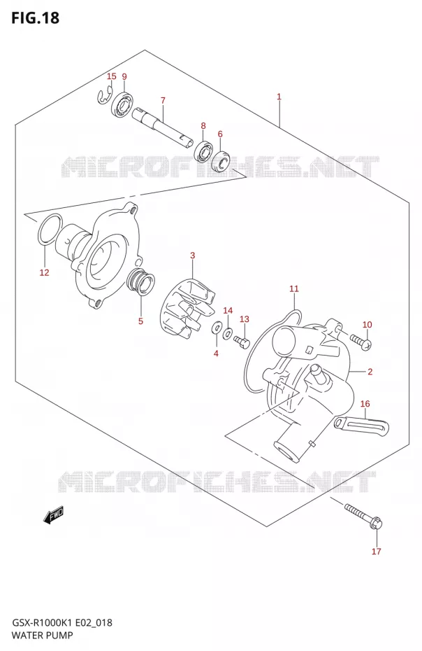 POMPE A EAU Suzuki MOTO 1000 GSX-R 2001  GSX-R1000U1K1(E2)